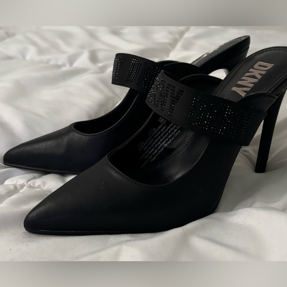DKNY Elegant Black Heels with Embellished Strap